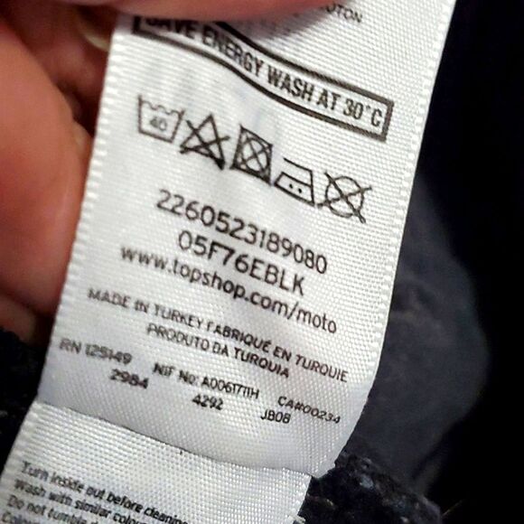 Topshop Moto Black High Waist Distressed Destroyed Denim Shorty Shorts  26 - Picture 11 of 11